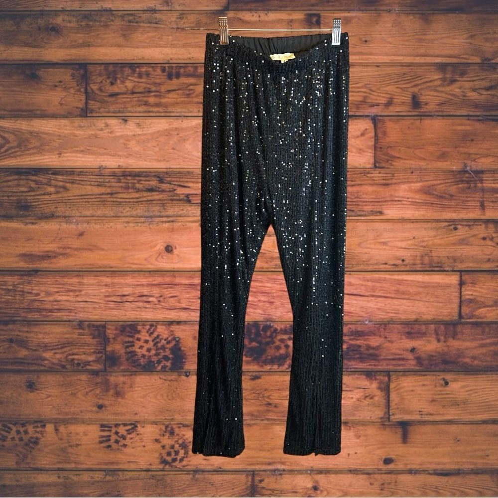 5‎ for $25🔥FSL+ Apparel Sequined Black Flare Bottom Pants Small